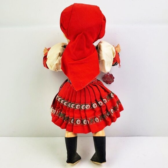Czech Doll Lidova Tvorba VTG 60s UH Brod Traditional Outfit Moving Arms Legs 13" - Picture 2 of 14